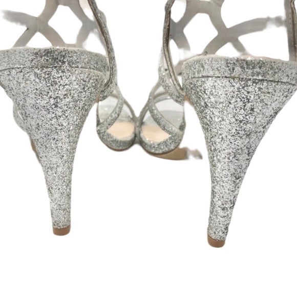 Kelly & Katie Silver Glitter Heels Sandals Size 7 - Picture 5 of 7